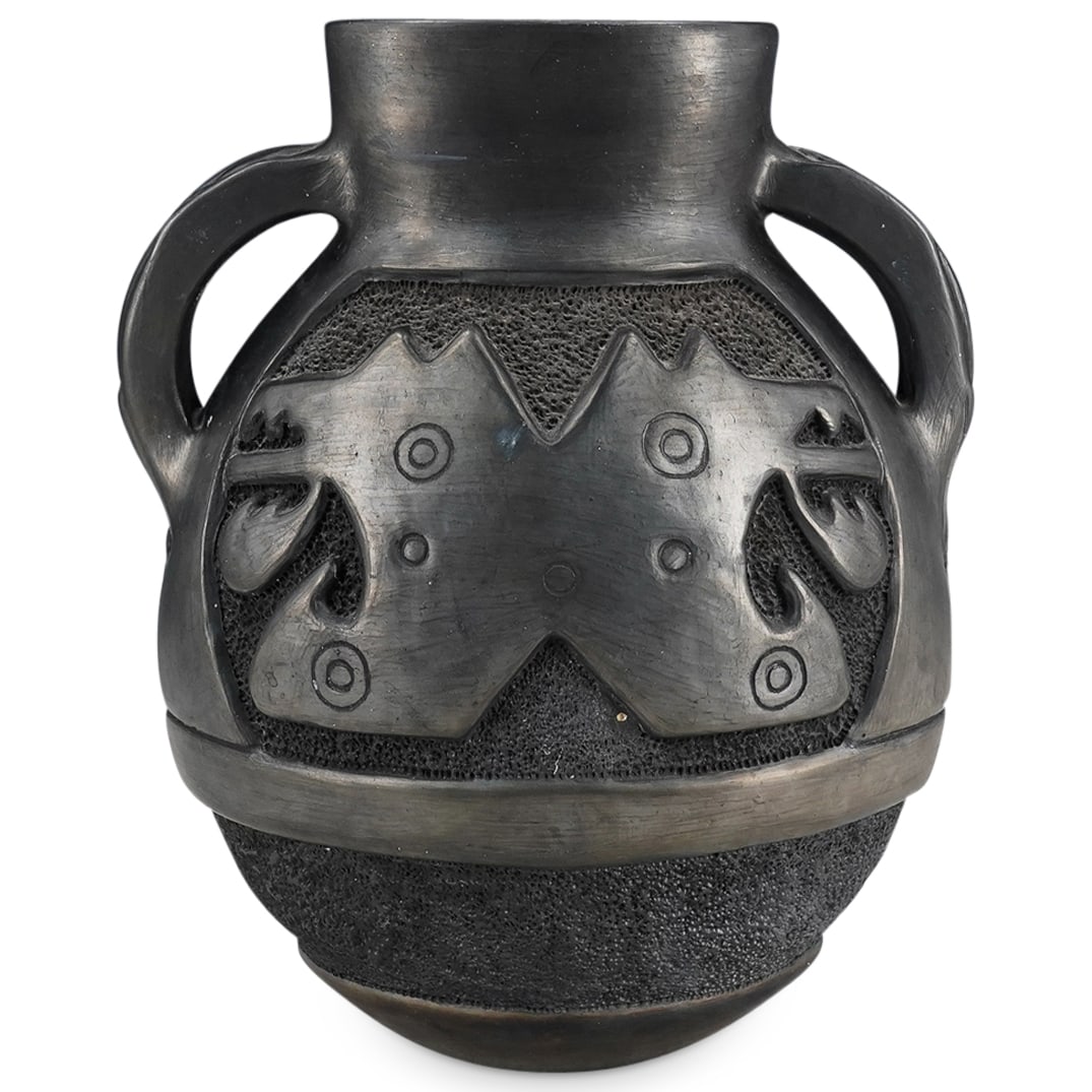 Santa Clara Blackware Tribal Vase (1 of 5)