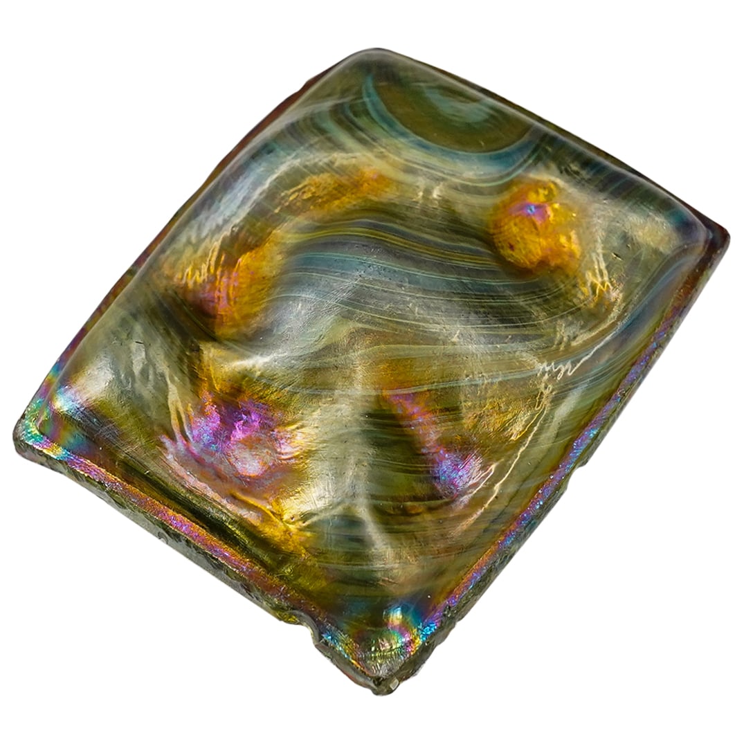 Antique Tiffany Studios Favrile Iridescent Green Turtleback Glass Tile (1 of 5)