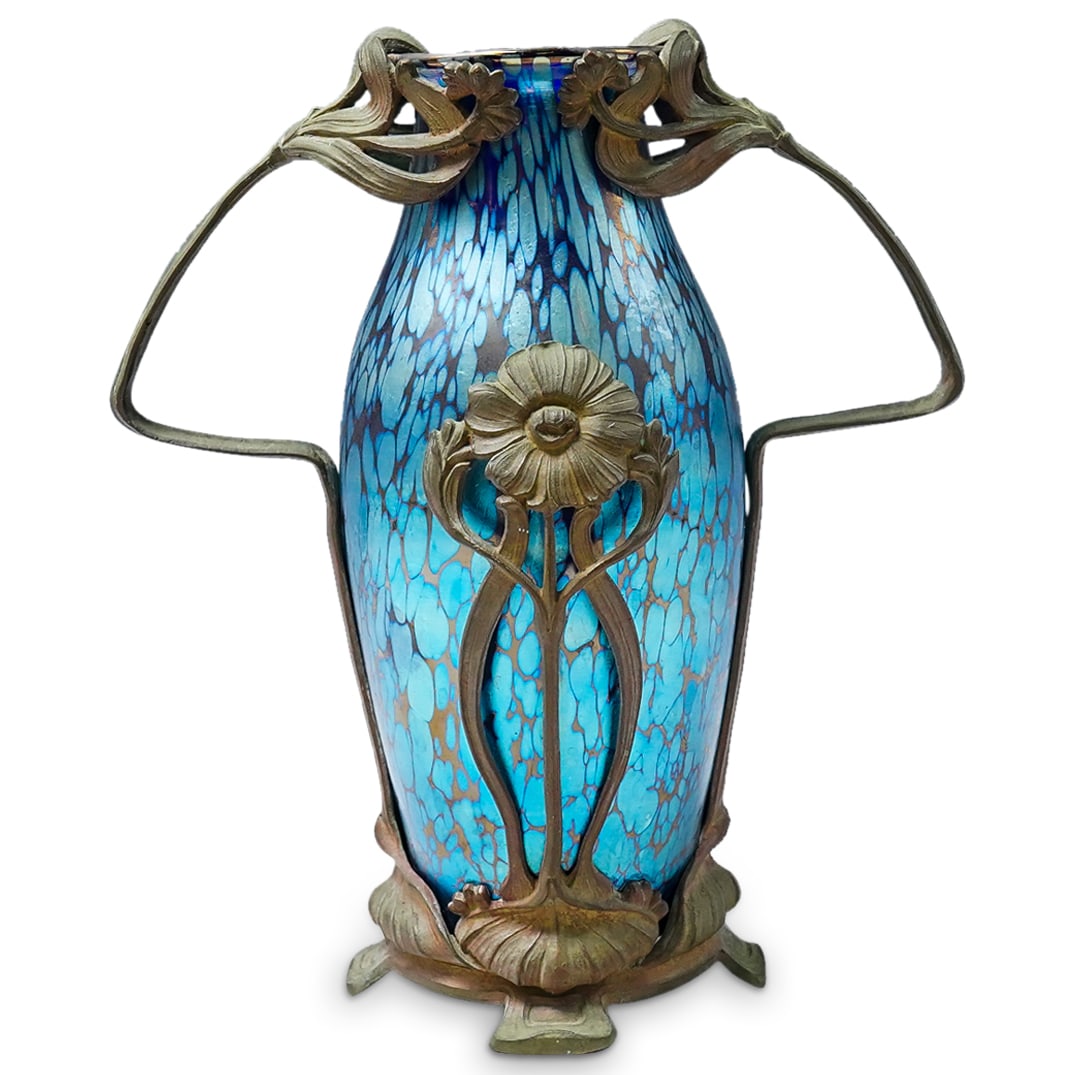 Loetz Cobalt Papillon Art Glass Vase (1 of 4)