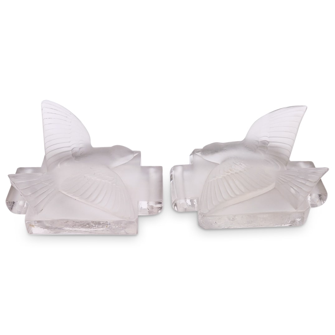 (2 Pc) Rene Lalique 'Hirondelles' Chandelier Crystal Plaques (1 of 7)