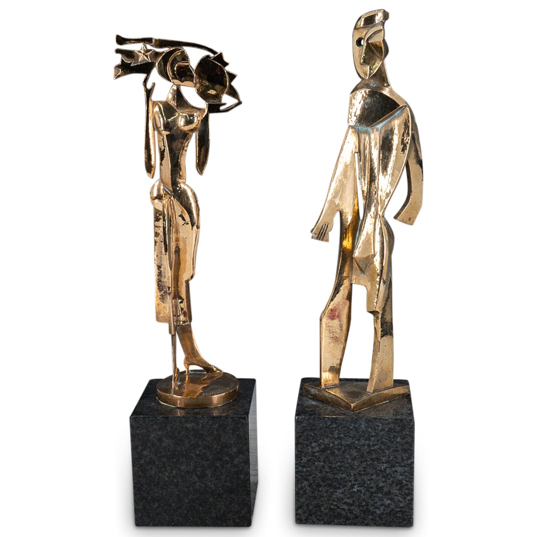 (2 Pc) James King (American, XX) Modernist Bronze Figural Statues (1 of 9)