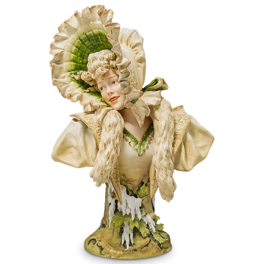 Art Nouveau Ernst Wahliss "Winter" Porcelain Bust Sculpture (1 of 5)
