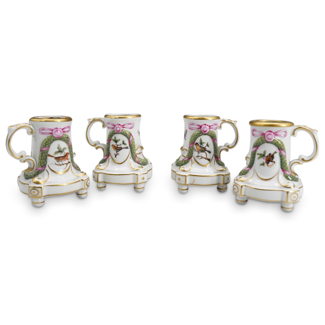 (4 Pc) Herend Porcelain Candle Holders Auction