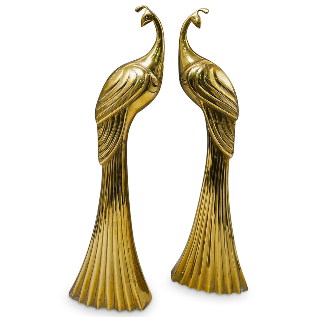 Pair Of Dolbi Cashier Art Deco Revival Bronze Peacocks (1 of 7)