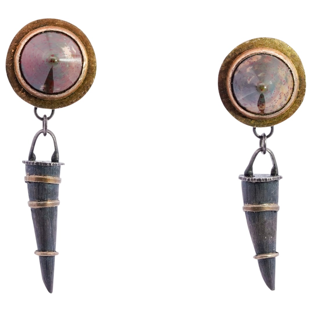 D.X Ross (American, 1953-2008) Sterling Silver and 18k Gold Earrings (1 of 6)