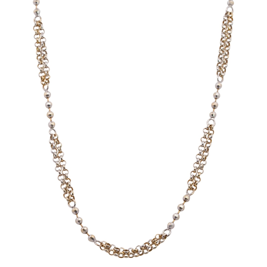 14k Two Tone Gold Beaded Chain Bracelet (1 of 3)