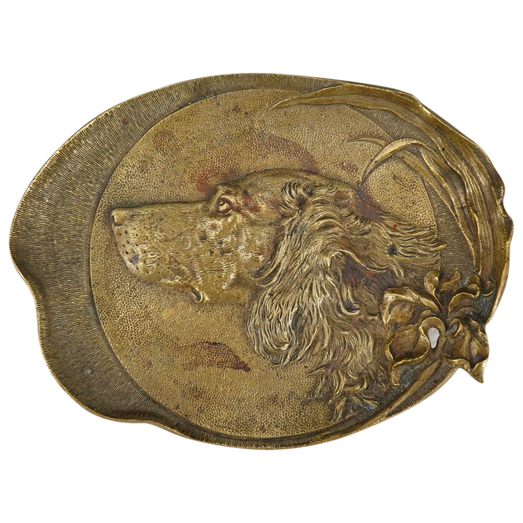 Antique Gilt Bronze Hunting Dog Dish (1 of 3)