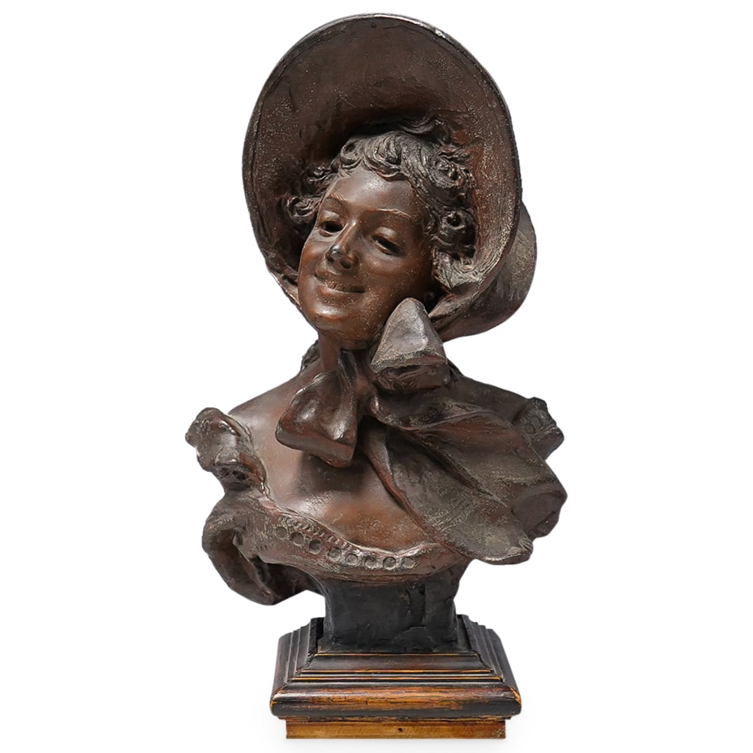 Art Nouveau Signed R. Allard Spelter Bust Sculpture (1 of 6)