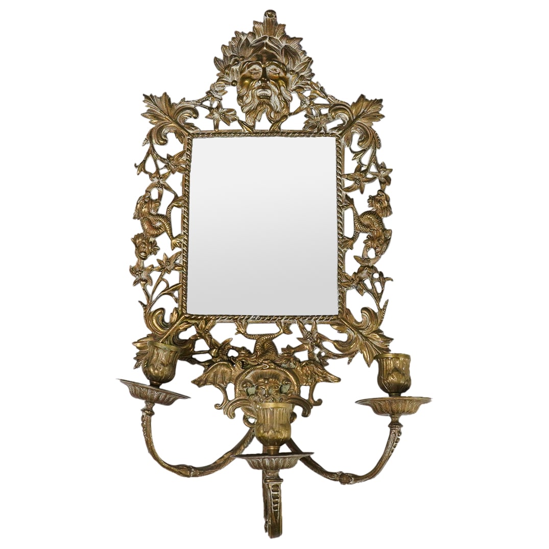 19th Century Gilt Brass Mirrored Sconce (1 of 6)
