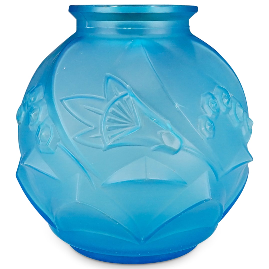 Art Deco Blue Glass Vase Attributed to Pierre D'Avesn (1 of 6)