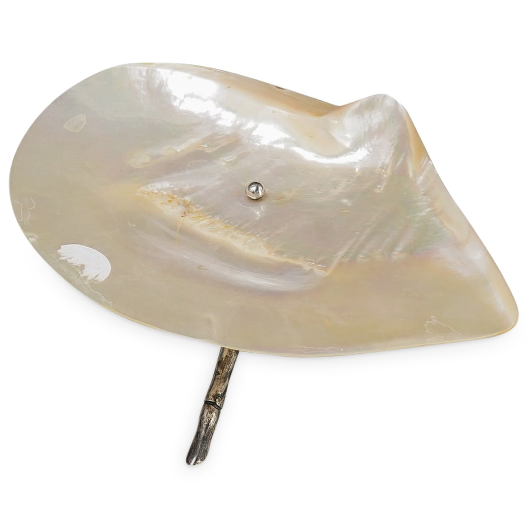 Antique Chinese Wang Hing MOP & Silver Footed Dish (1 of 5)