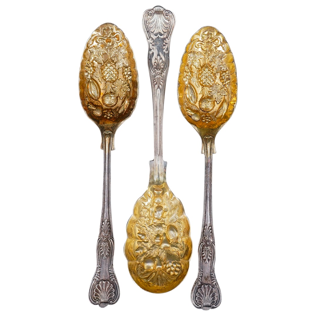 (3 Pc) Sheffield Silver Plated Serving Spoons (1 of 11)