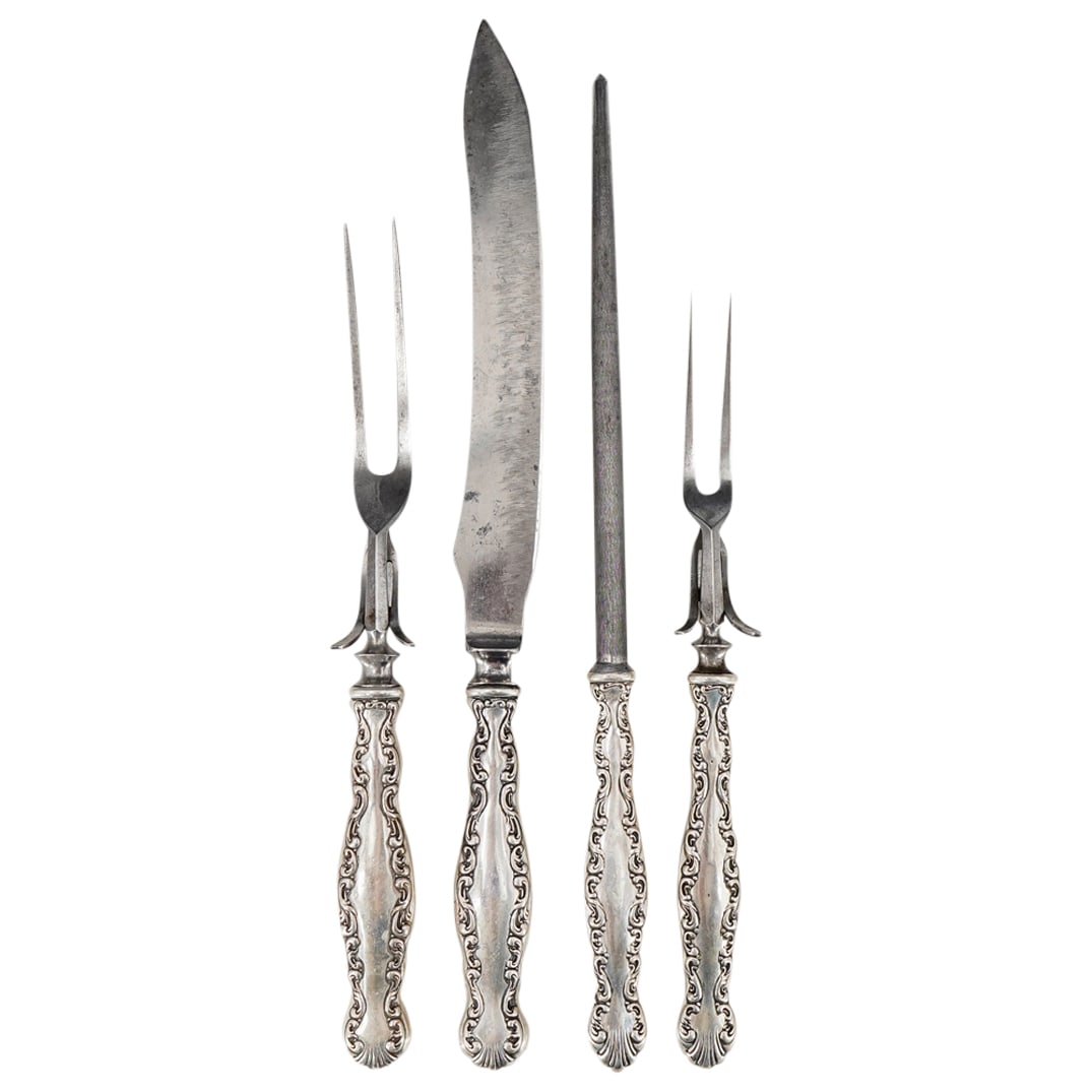 (4 Pc) Antique Sterling Silver Carving Set (1 of 12)