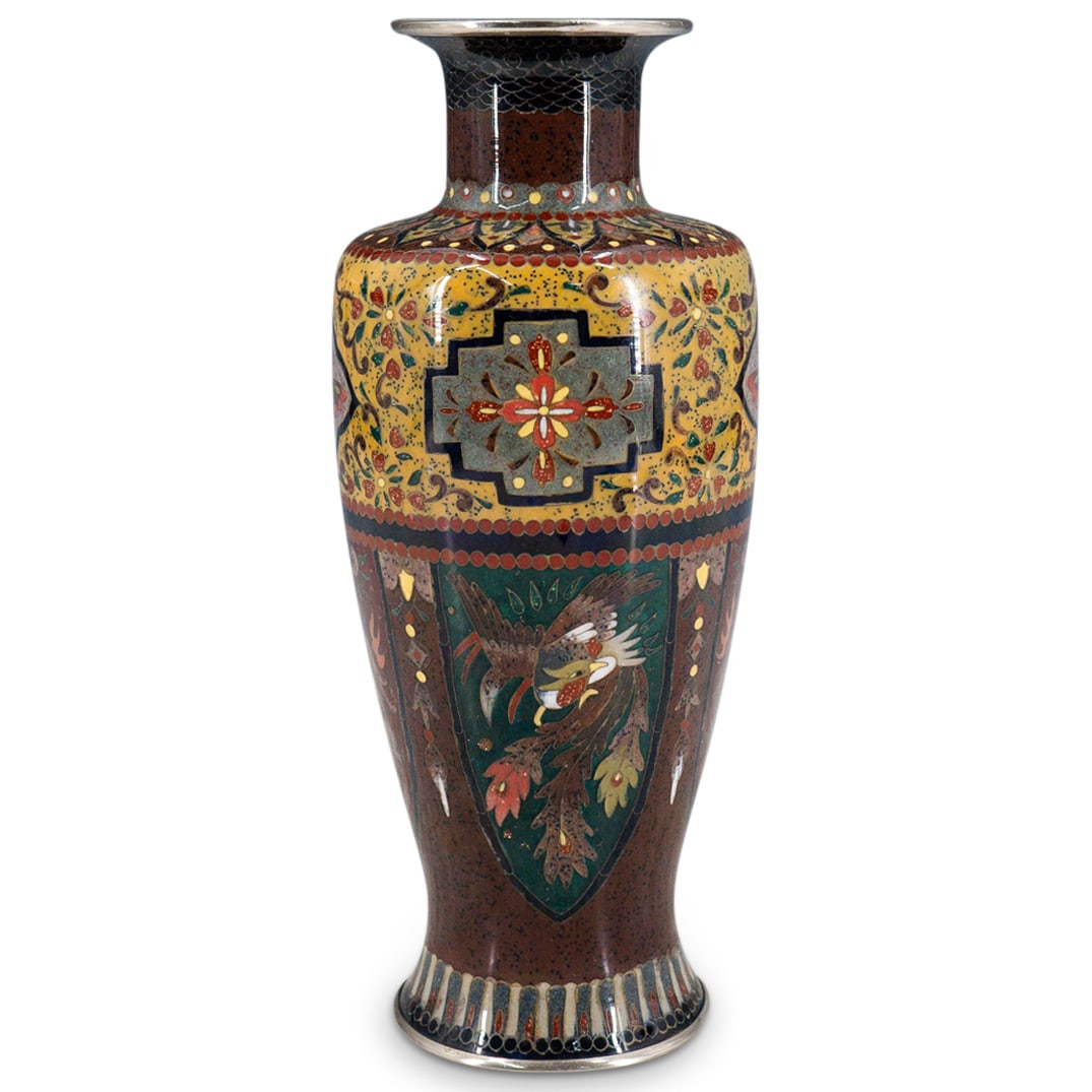 Antique Japanese Cloisonne Dragon & Phoenix Vase (1 of 6)