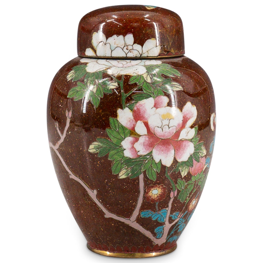 Antique Japanese Cloisonne Goldstone Ginger Jar (1 of 6)