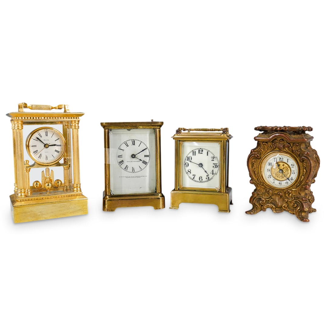 (4 Pc) Vintage Brass & Bronze Carriage Clocks (1 of 19)