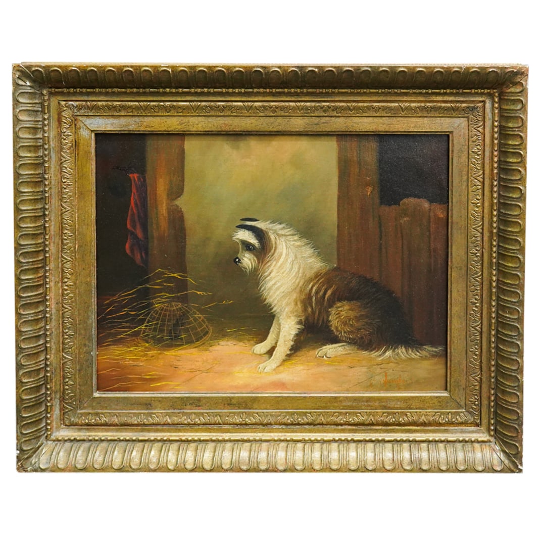 After J. Langlois Oil On Canvas Dog Painting (1 of 6)