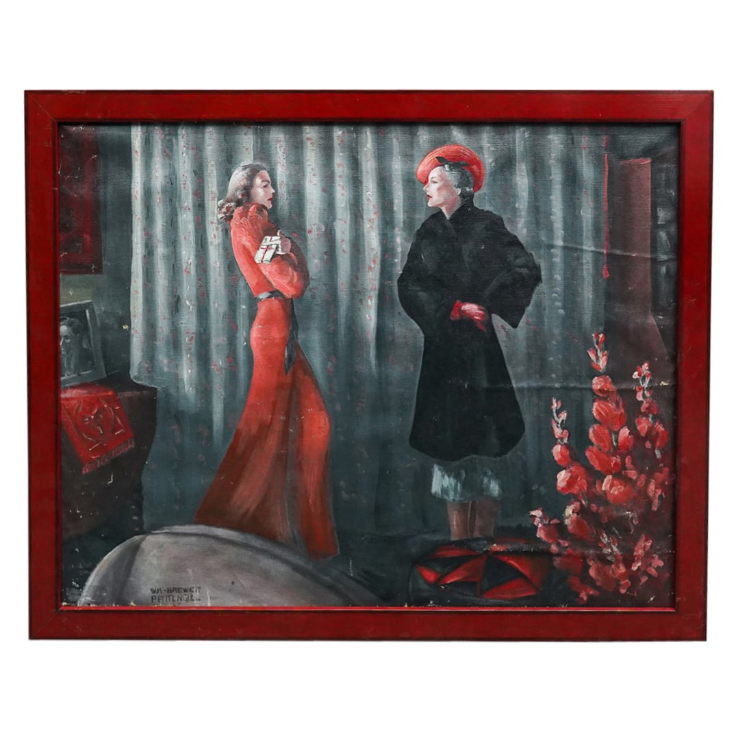 William Brewer Pattingill Oil On Canvas Painting: DESCRIPTION: Oil on canvas painting by William Brewer Pattingil depicting two women. Signed at lower left. CIRCA: 20th century ORIGIN: Probably American DIMENSIONS: (Sight) H: 23" W: 29.25" (Frame) H: