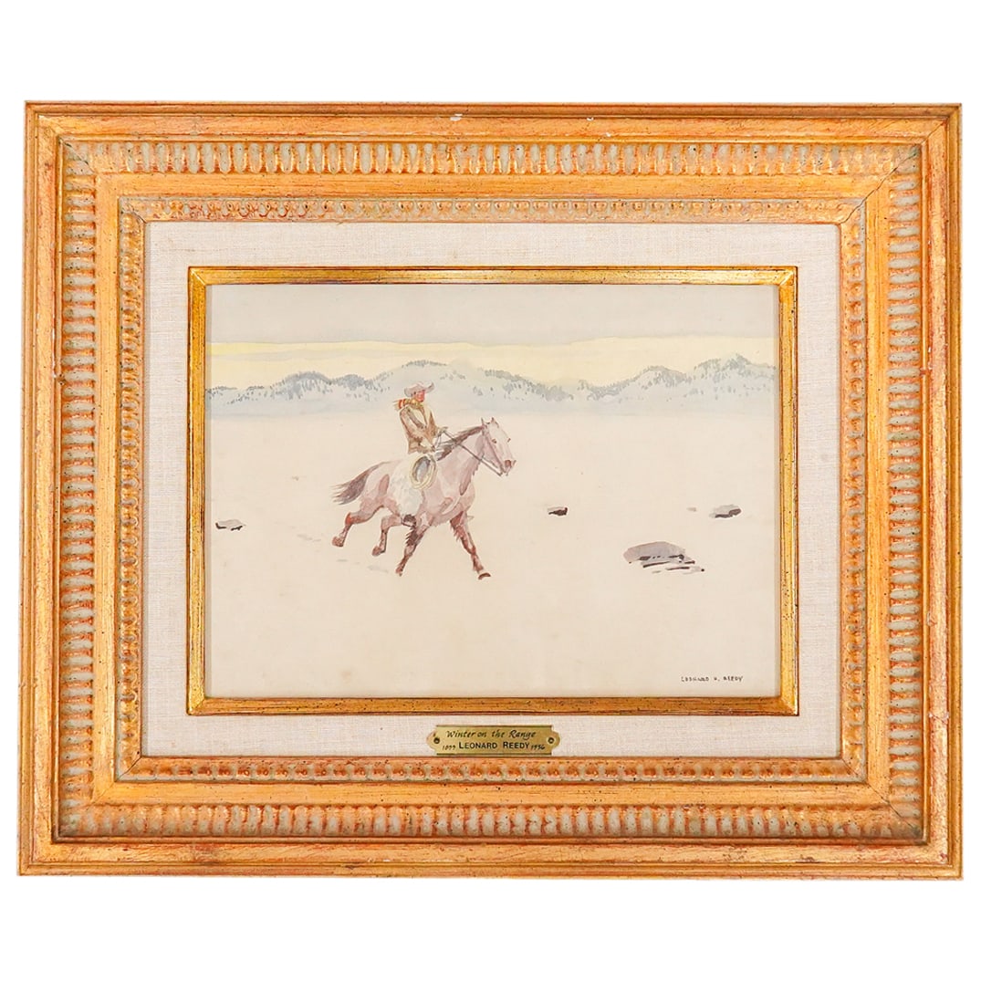 Leonard Howard Reedy (American, 1899-1956) "Winter On The Range" Watercolor Painting (1 of 6)