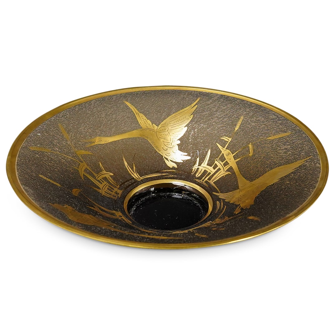 Moser Style Gilt Crane Glass Bowl (1 of 5)