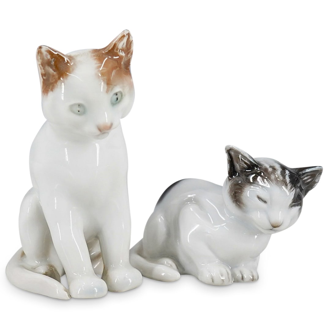 (2 Pc) Rosenthal Germany Glazed Porcelain Cat Figurines (1 of 8)