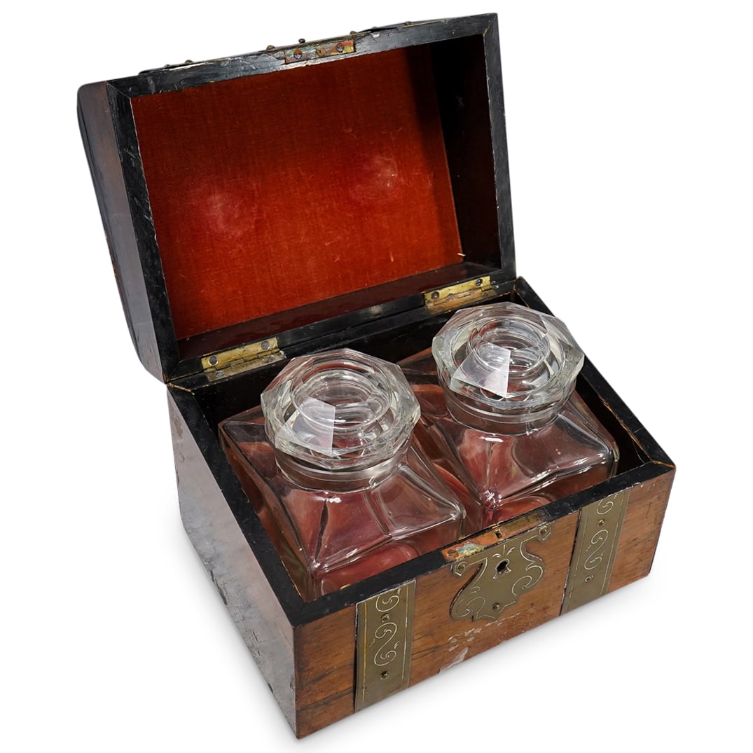 Antique English Wooden Tea Caddy (1 of 6)