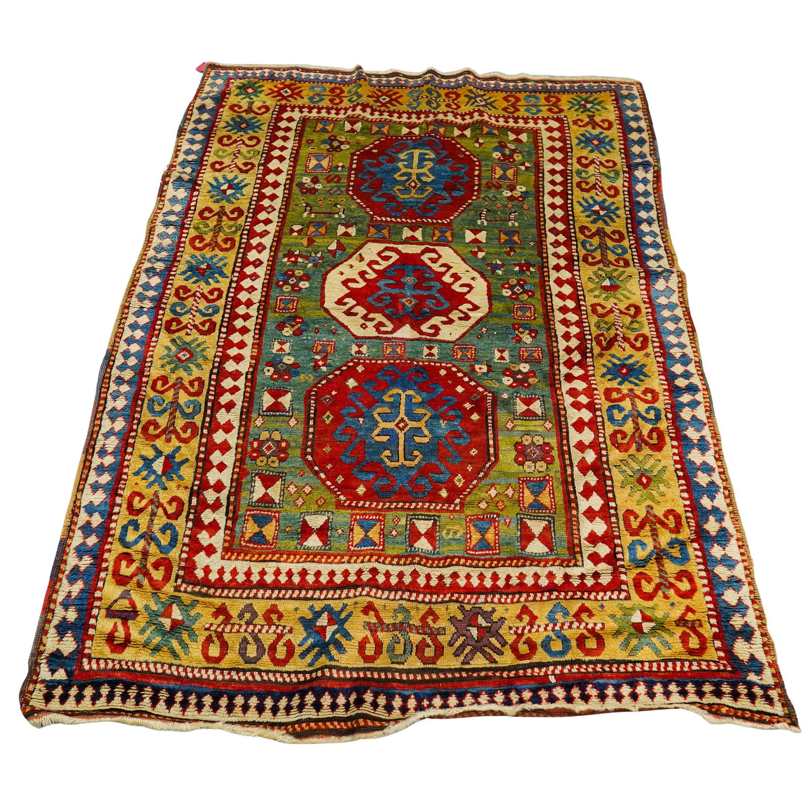 Ex Sotheby's Antique Kazak Wool Medallion Rug (1 of 4)