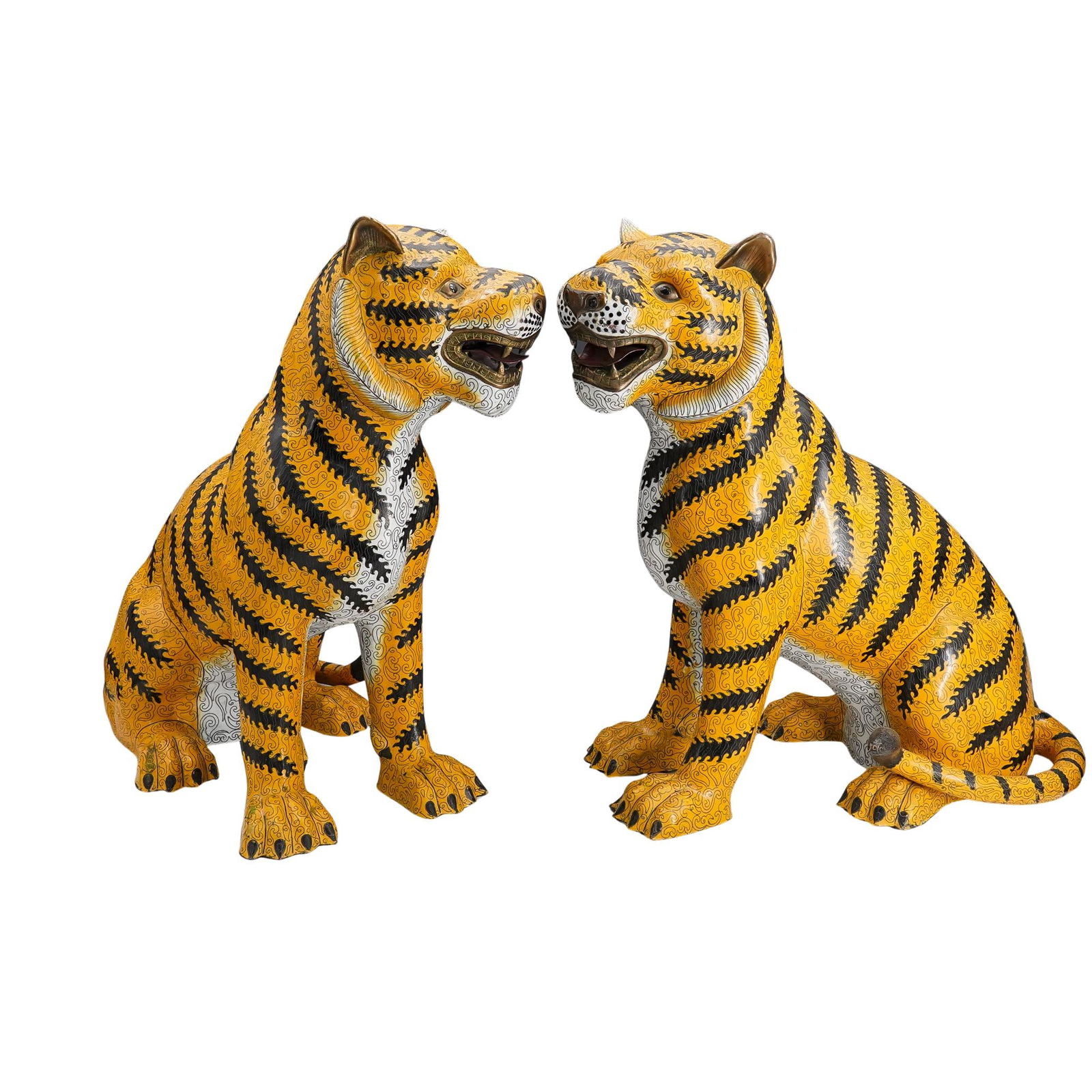 Pair Large Chinese Cloisonne Tigers (1 of 7)