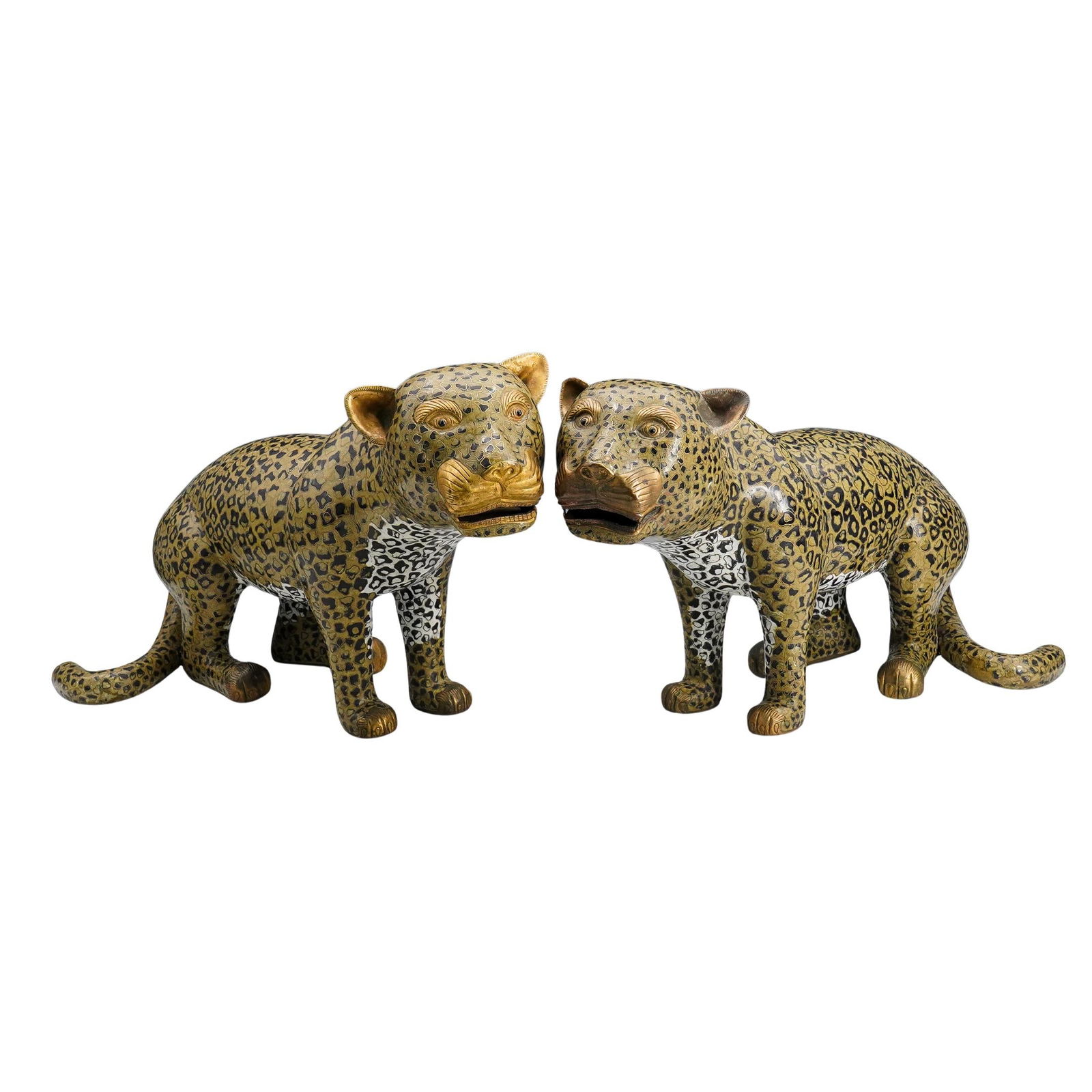 Pair Of Antique Chinese Cloisonne Leopards (1 of 8)