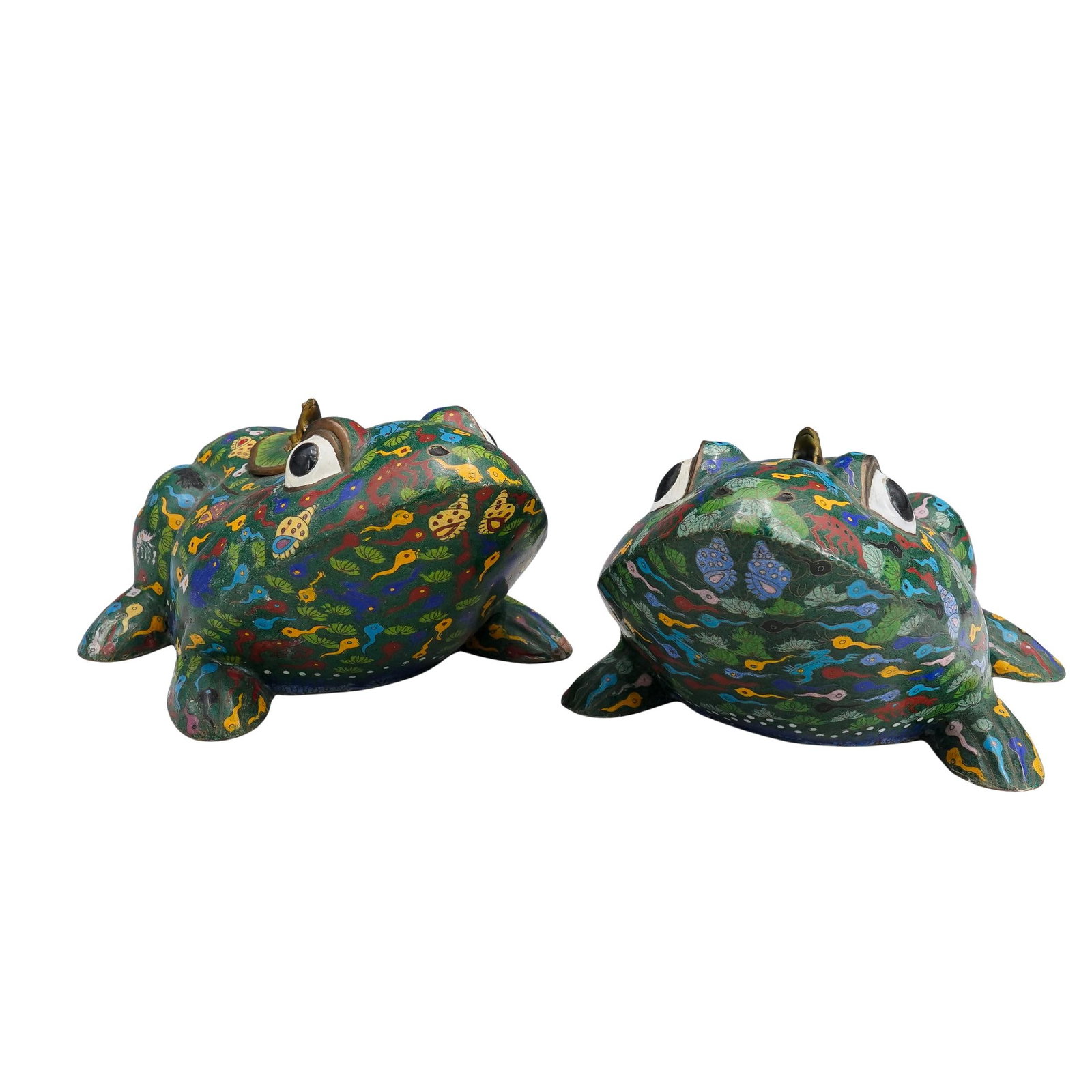 Pair Of Antique Chinese Cloisonne Frog Boxes (1 of 11)