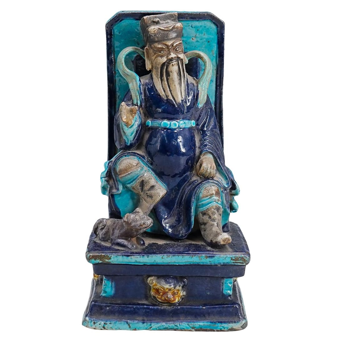 Antique Ming Dynasty Glazed Ceramic Court Official Figurine (1 of 6)