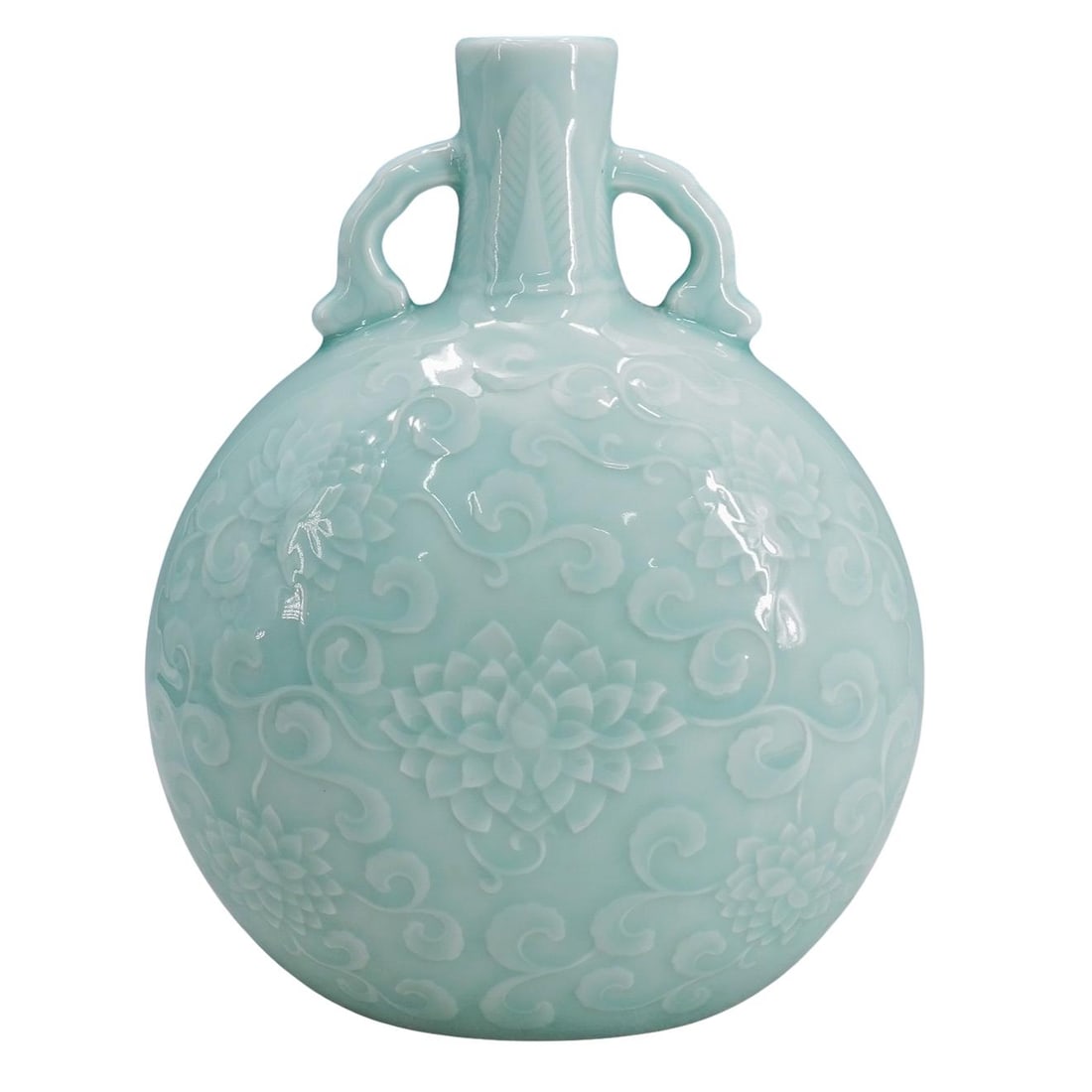 Antique Chinese Yongzheng Celadon Porcelain Moon Flask (1 of 4)