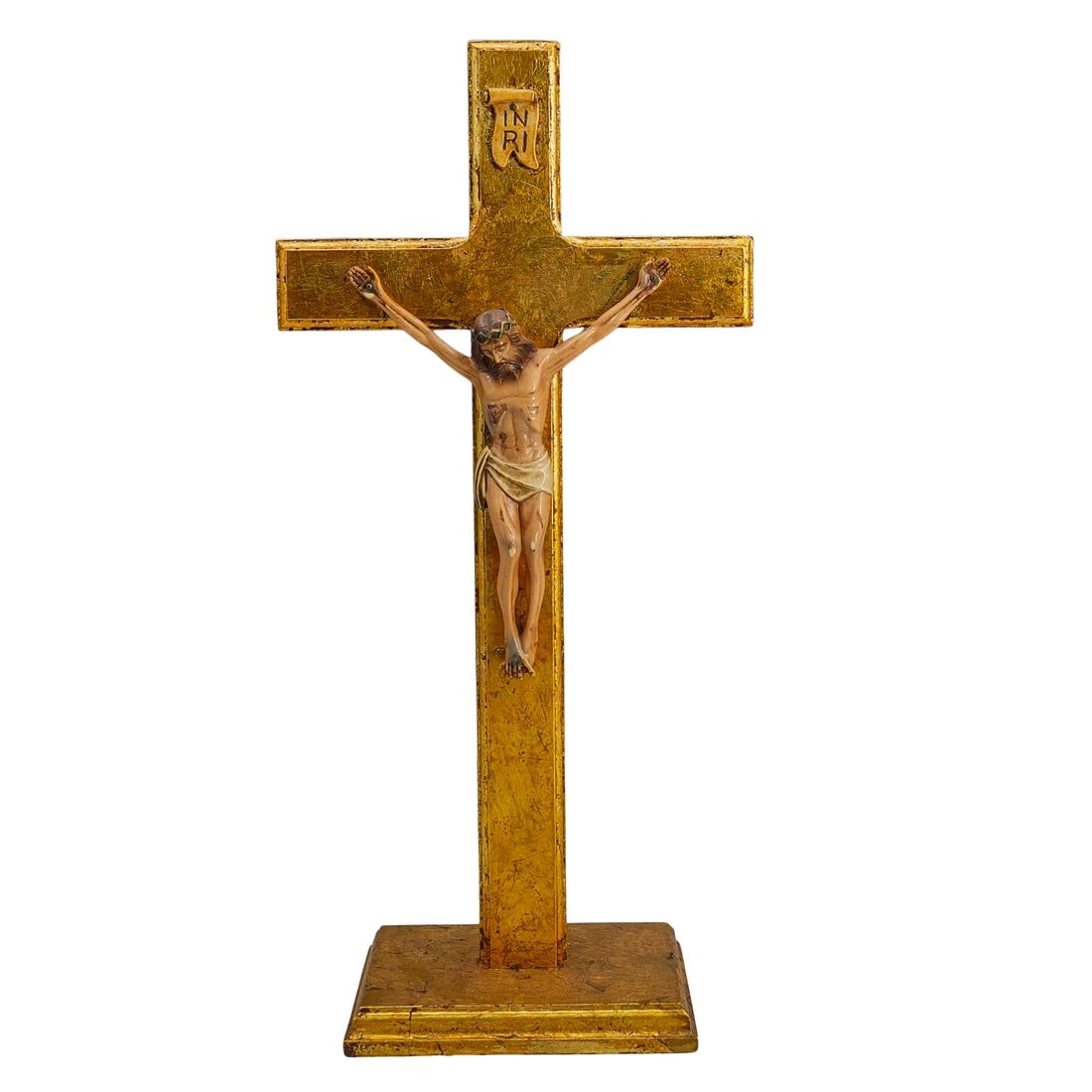 Antique French Bronze And Wood Standing Crucifix (1 of 5)