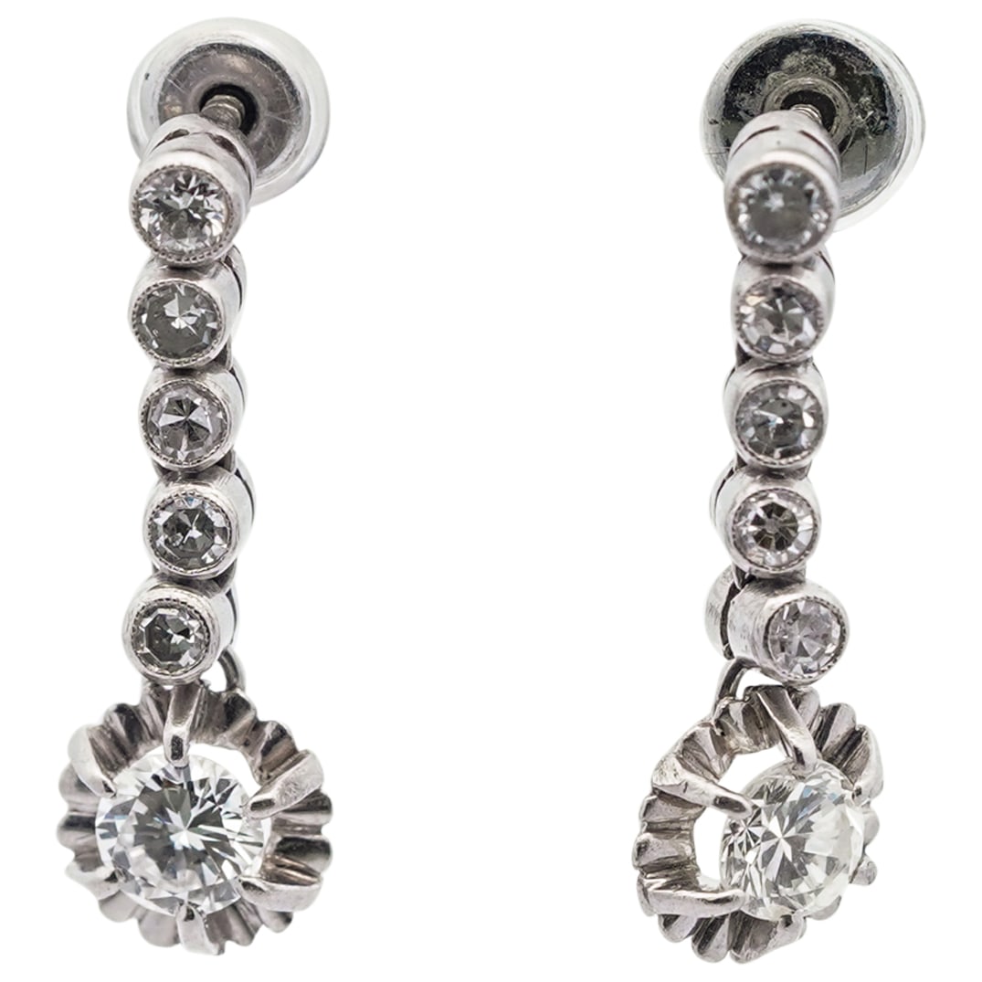 18k White Gold and Diamond Dangle Earrings (1 of 4)