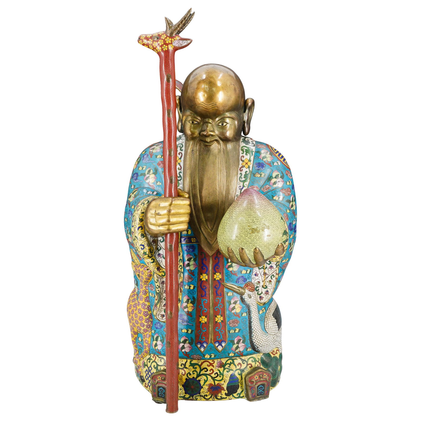 Large Antique Chinese Cloisonne Shou Statue (1 of 7)
