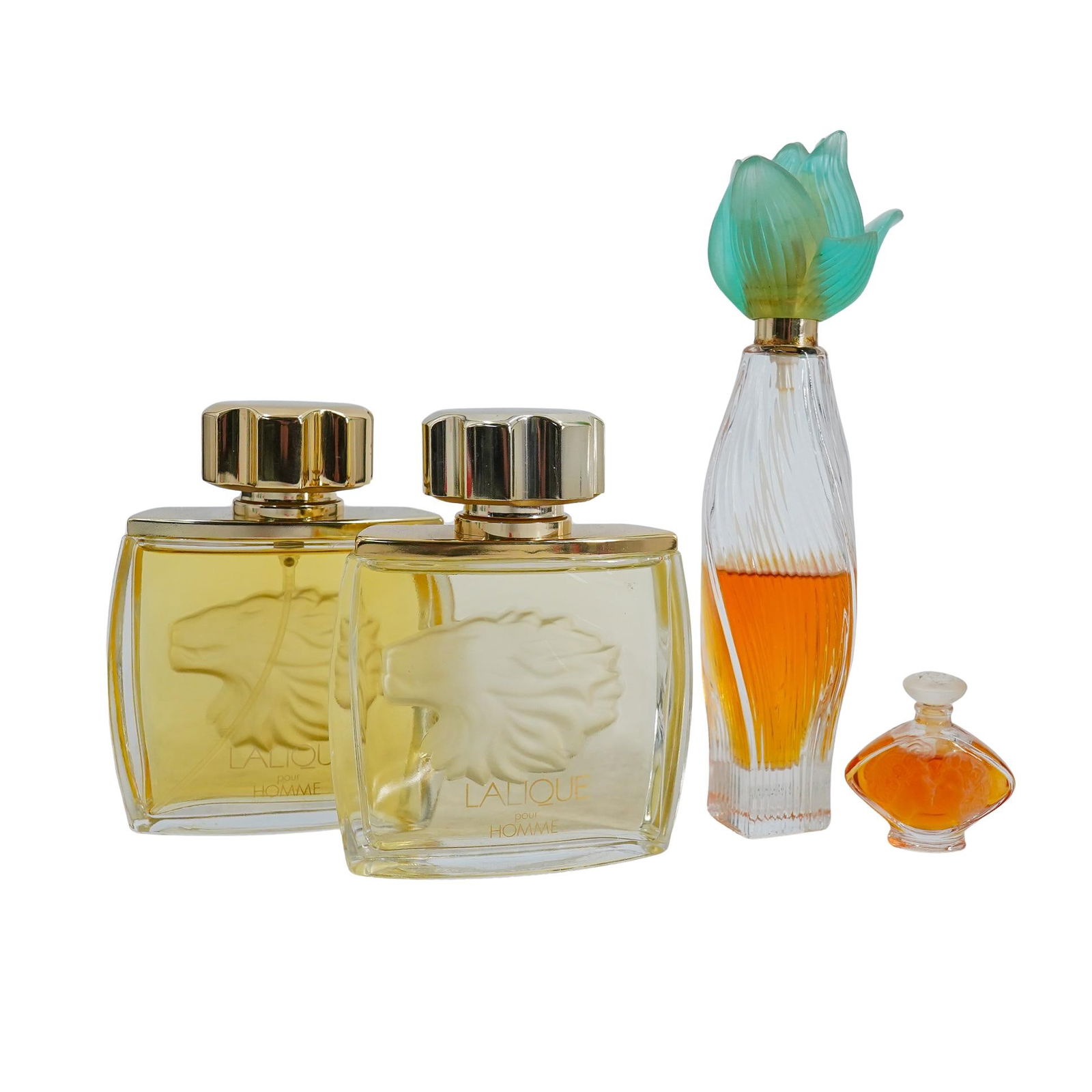 (4 Pc) Lalique Perfume & Aftershave Bottles (1 of 9)