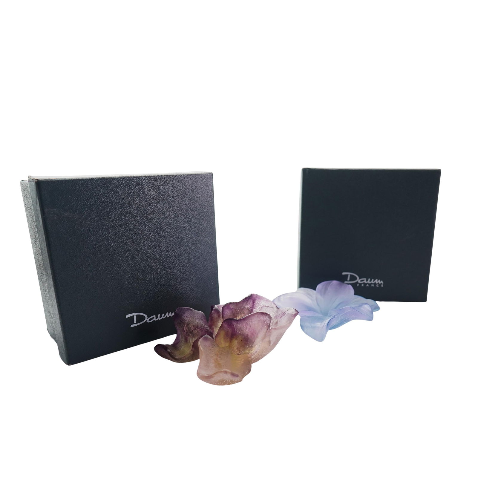 (2 Pc) Pair Of Daum Pate-De-Verre Flower Figurines (1 of 10)