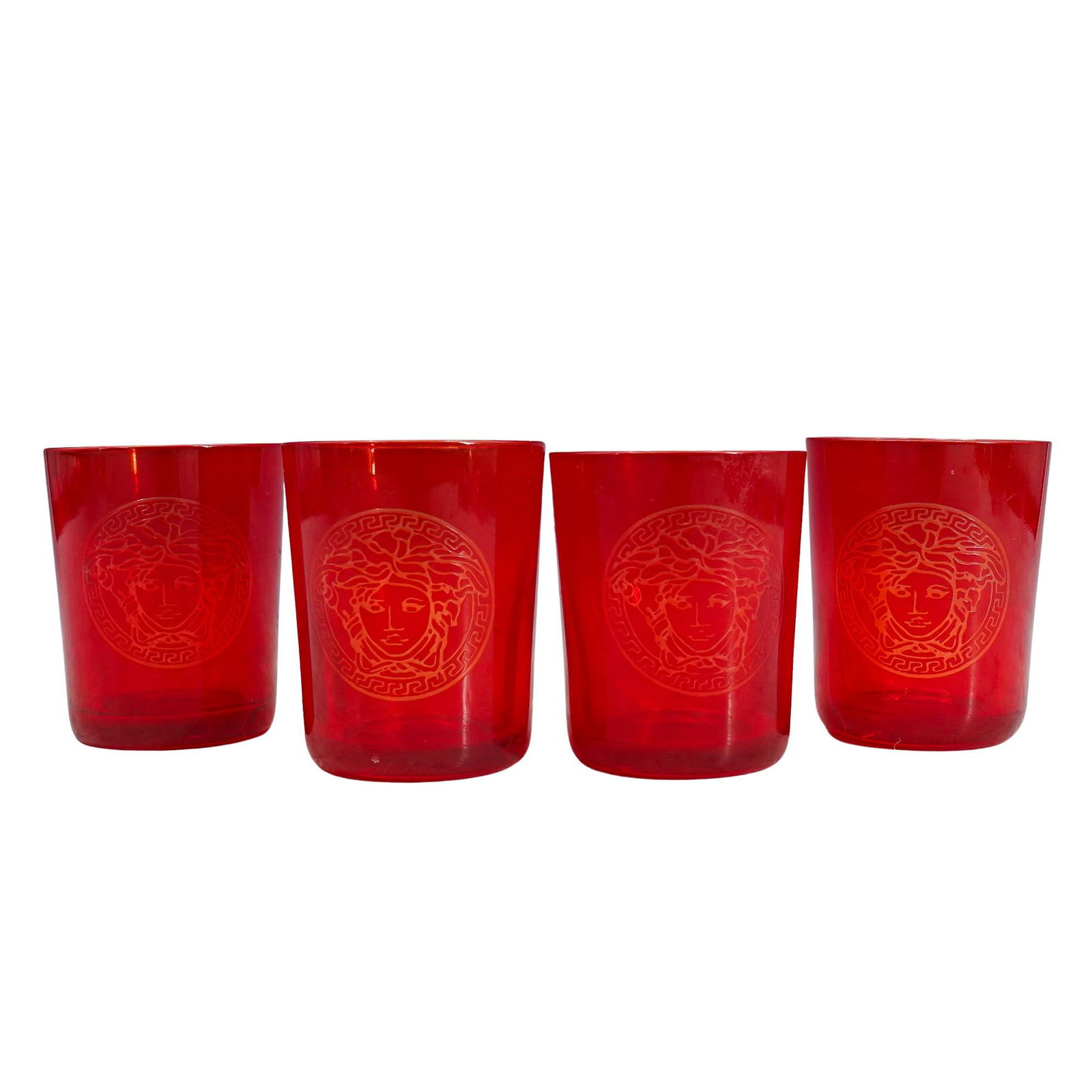 (4 Pc) Rosenthal Versace "Medusa" Red Glass Candle Votives (1 of 5)