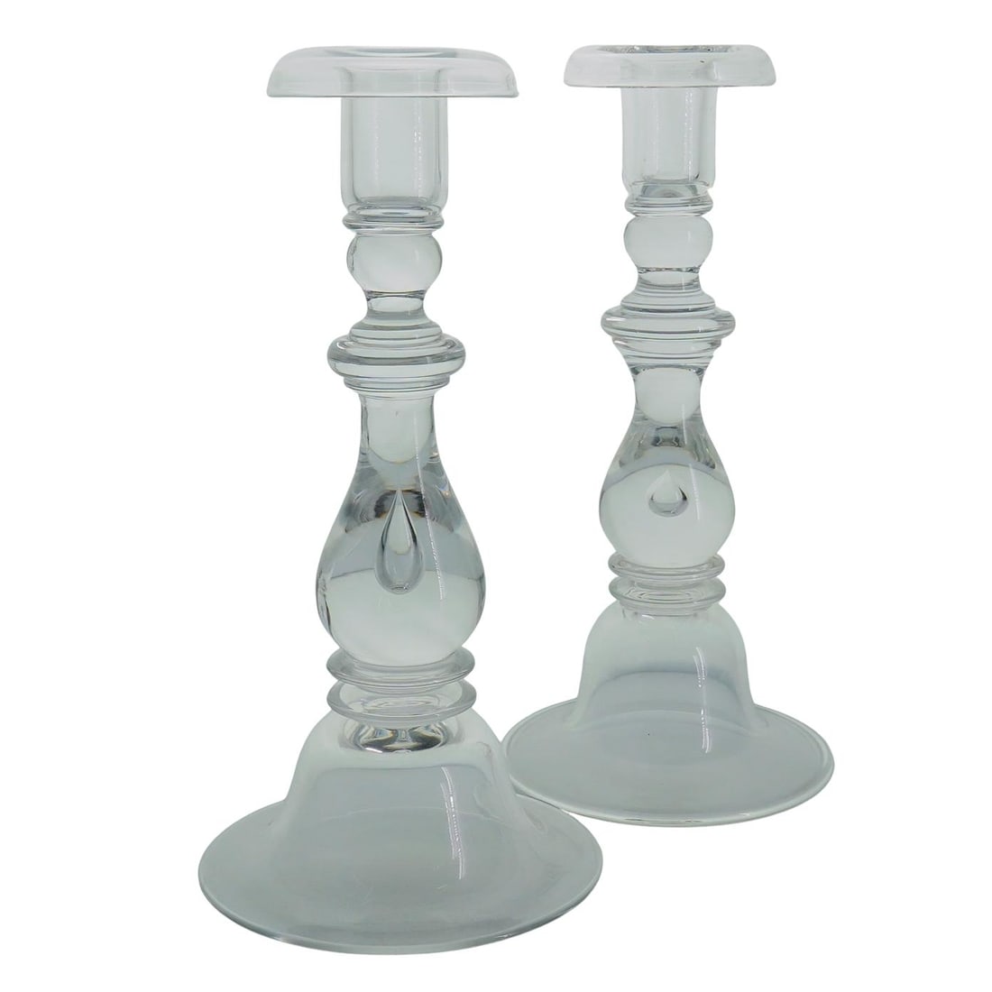 (2 Pc) Pair Of Steuben Glass Teardrop Candlesticks (1 of 5)