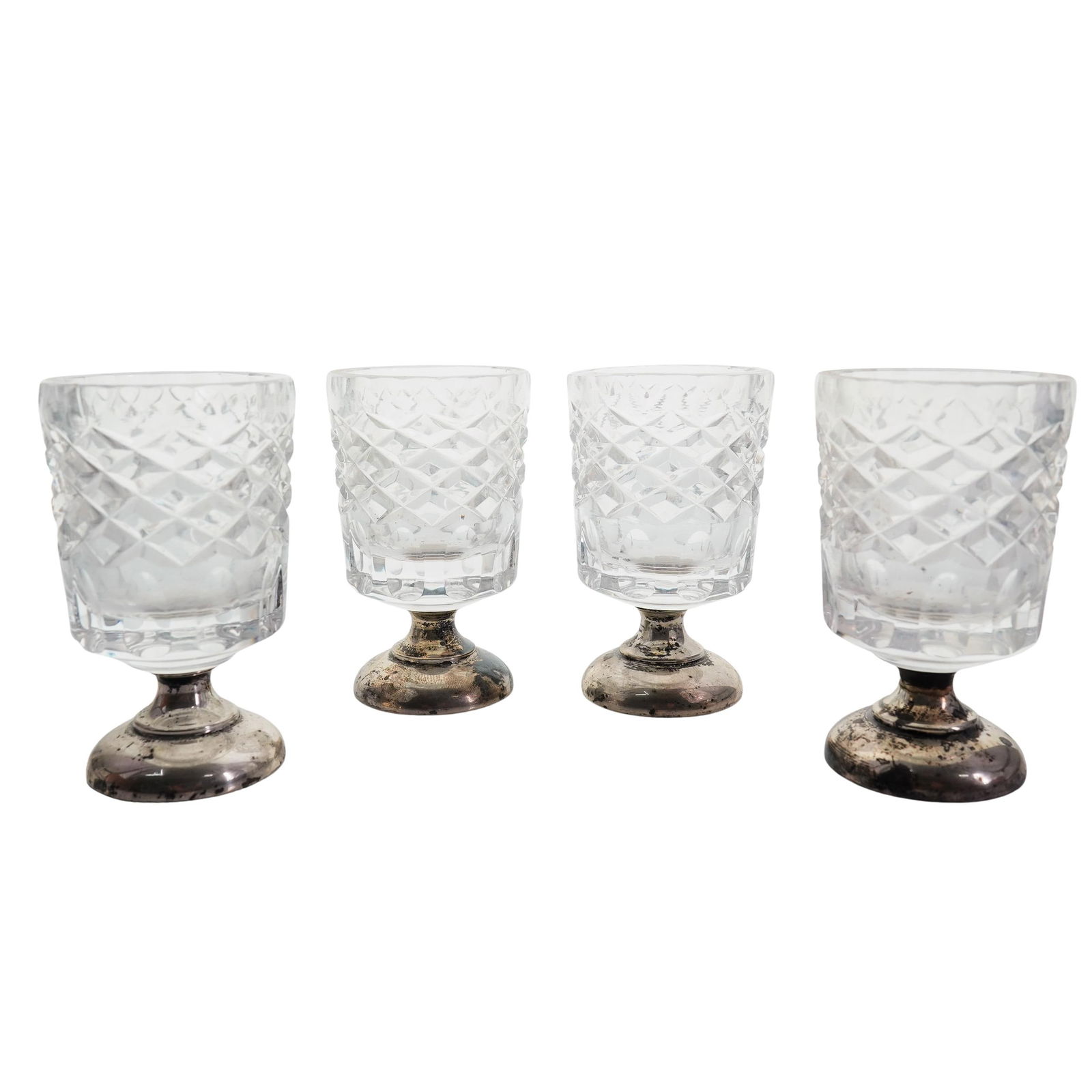 (4 Pc) Hawkes Sterling Silver and Cut Crystal Glasses (1 of 6)