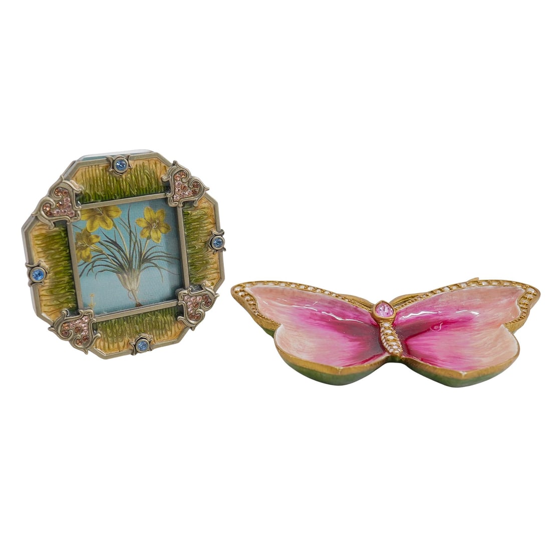 (2 Pc) Jay Strongwater Enameled Frame & Trinket Dish (1 of 7)
