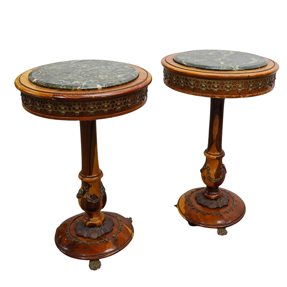 Pair Of Italian Carved Wood Marble Top Occasional tables (1 of 8)
