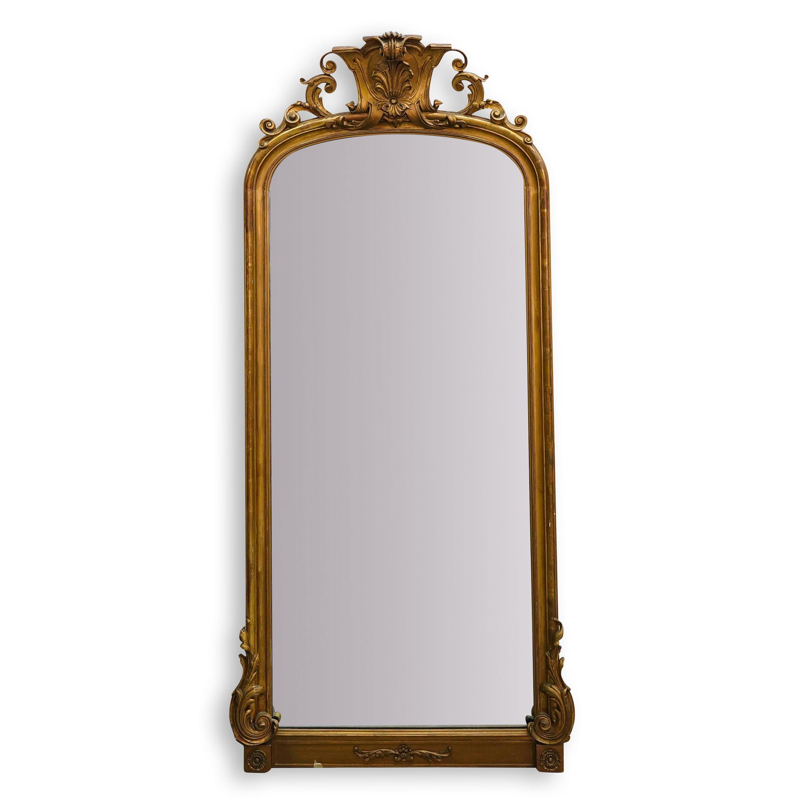 Antique Large French Gilded Wood Mirror (1 of 8)