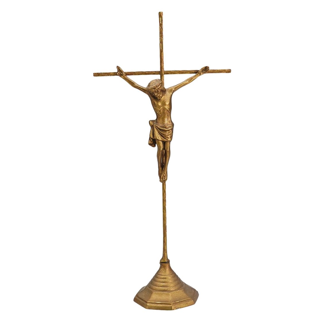 Antique Gilt And Weighted Mixed Metal Standing Crucifix (1 of 5)