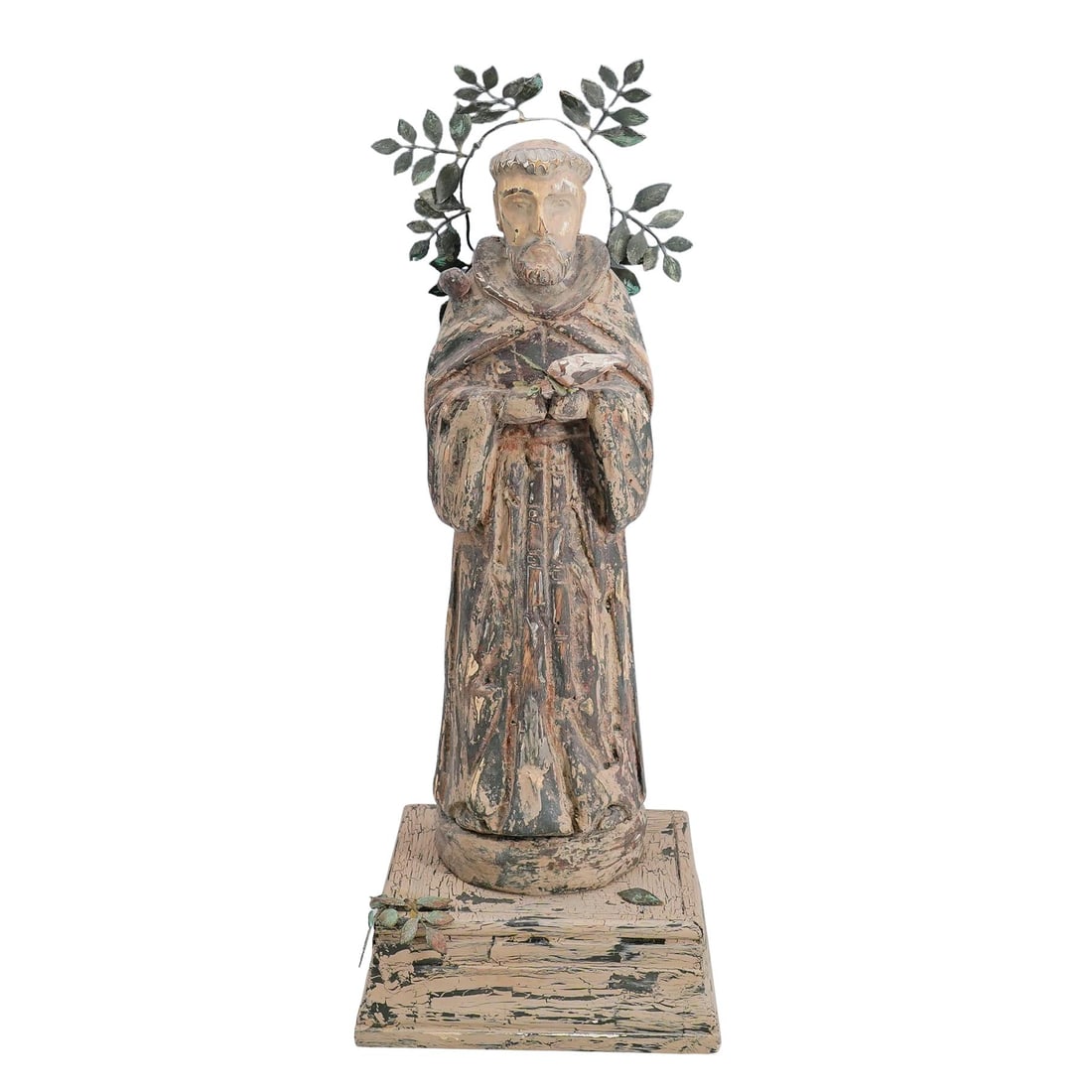 Antique Peruvian Carved Wood Saint Francis Of Assisi Santo Figurine (1 of 5)