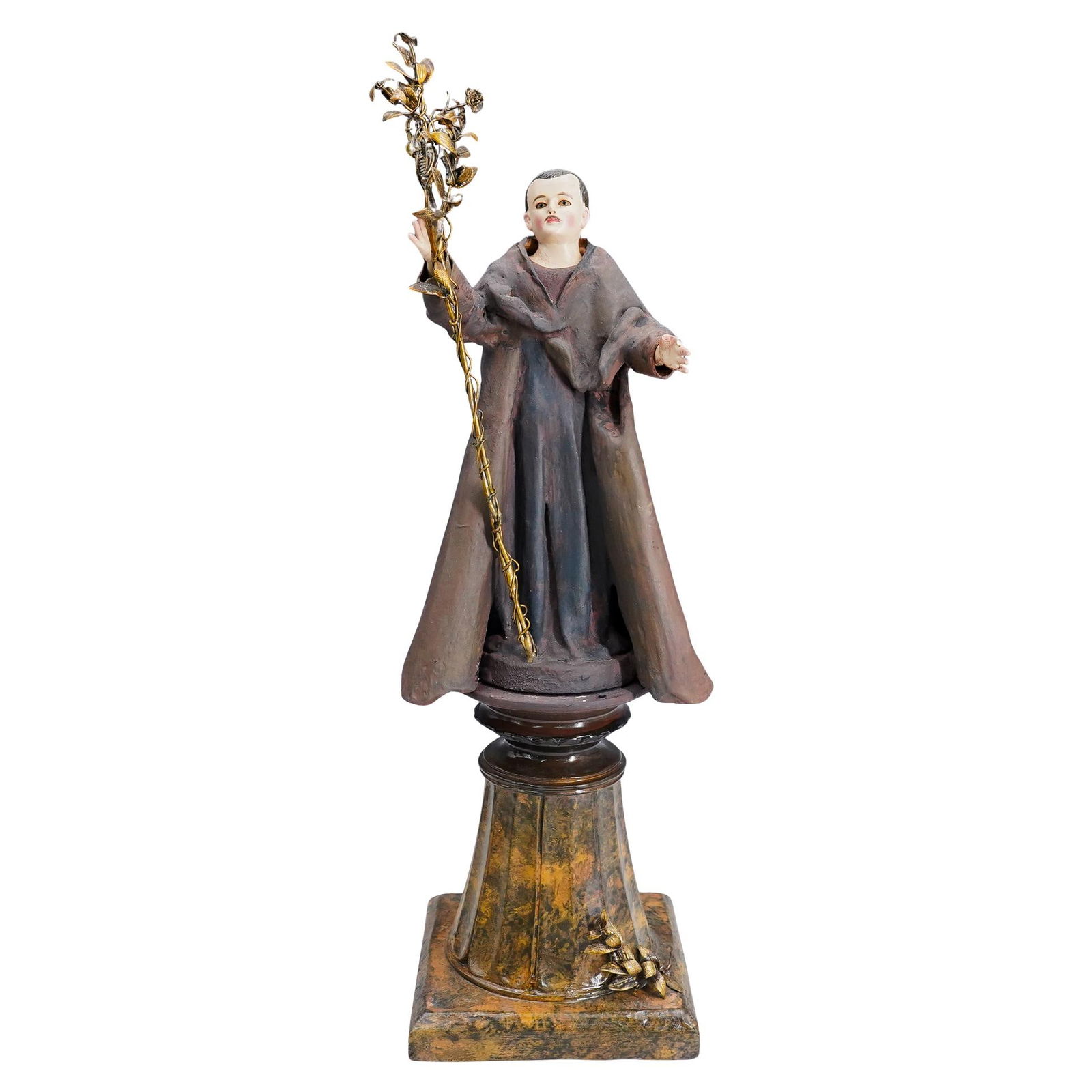 Antique Mixed Media Saint Joseph Santo Statue (1 of 4)