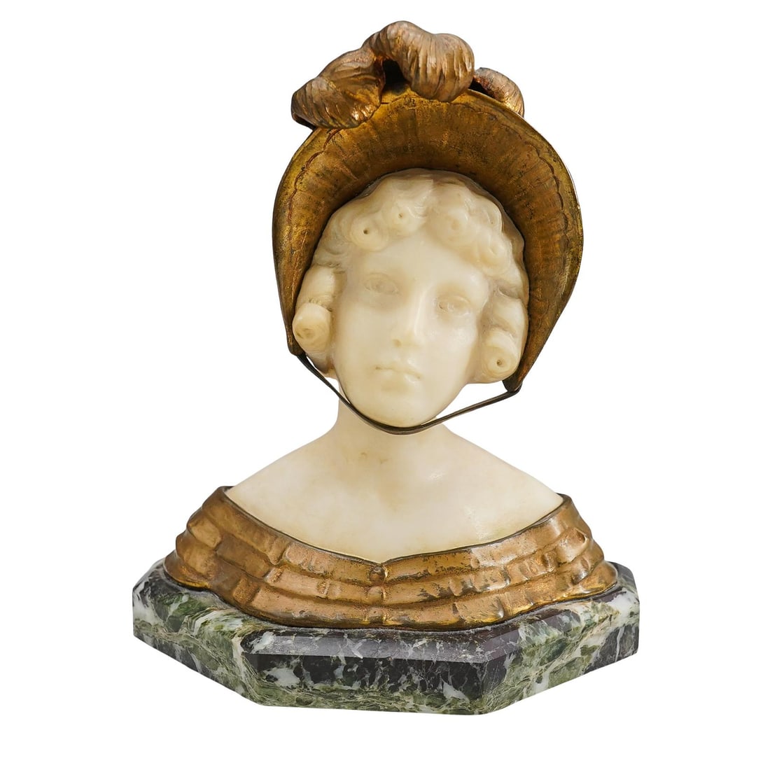 Antique Alabaster & Bronze Bust Sculpture (1 of 5)