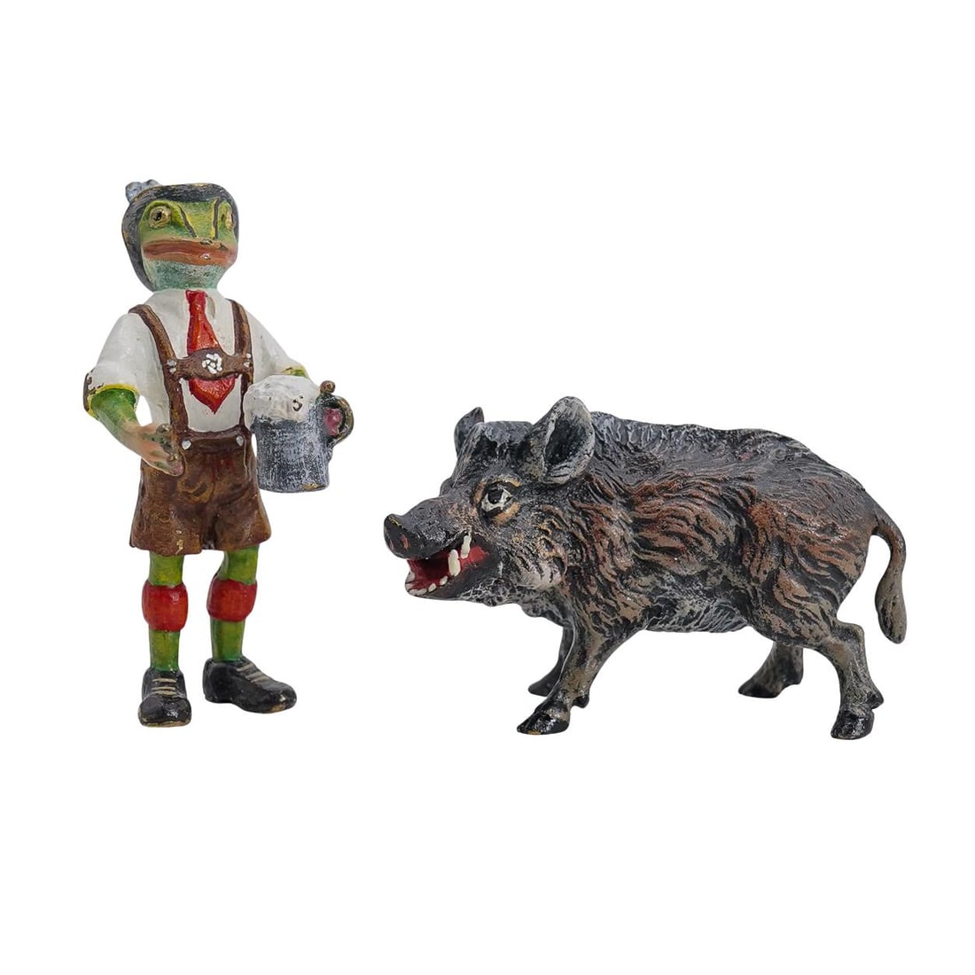 (2 Pc) Franz Bergmann (Austrian, 1861-1936) Cold Painted Bronze Animal Figurines (1 of 8)