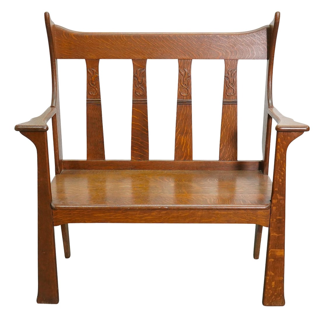 Roycroft Attrib. Arts & Crafts Period Oak Bench (1 of 8)