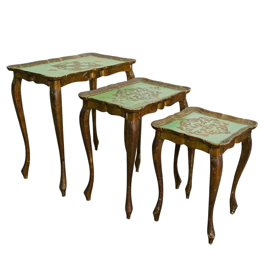 (3 Pc) 1930s Italian Florentine Gilt Nest Of 3 Tables (1 of 14)